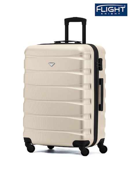 Flight Knight Cream/Black Medium Hardcase Lightweight Check In Suitcase With 4 Wheels (C94536) | £60