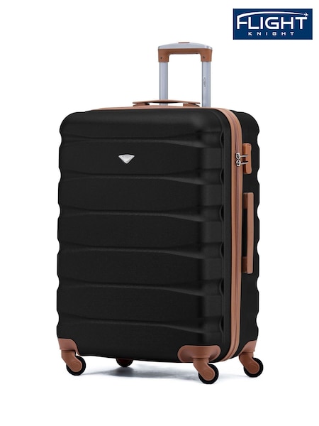 Flight Knight Black/Tan Medium Hardcase Lightweight Check In Suitcase With 4 Wheels (C94946) | £60