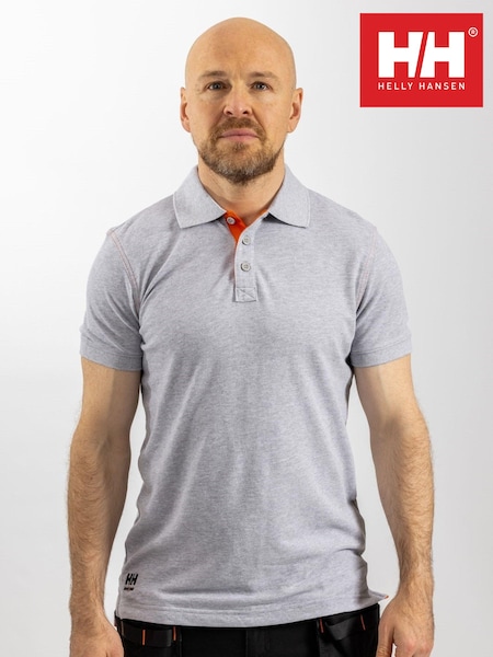 Helly Hansen Grey 100% Cotton Oxford Polo Shirt (C95143) | £36