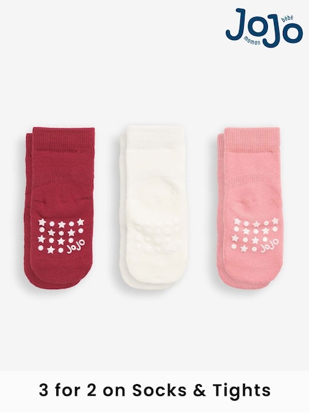 JoJo Maman Bébé Berry Pink 3-Pack Extra Thick Socks (C95197) | £10.50