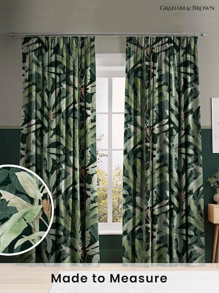 Graham & Brown Emerald Green Borneo Made to Measure Curtains (C95280) | £119