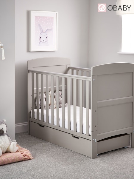 Obaby Grace Warm Grey Mini Cot Bed & Under Drawer (C95482) | £220
