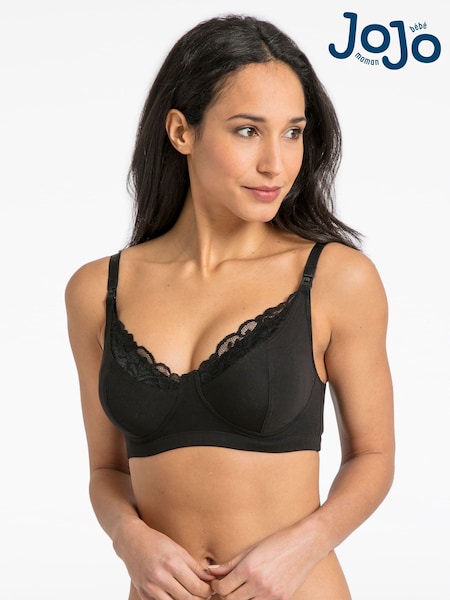 JoJo Maman Bébé Black Lace Trim Maternity & Nursing Bra (C95964) | £18