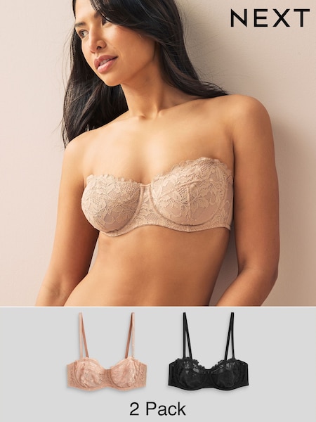 Black/Praline Nude Non Pad Strapless Bras 2 Pack B-E (C97091) | £29