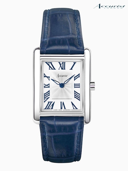 Accurist Womens Blue Rectangle Leather Strap Analogue Watch (C97197) | £149