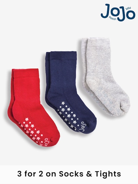 JoJo Maman Bébé Red 3-Pack Extra Thick Socks (C98265) | £10.50