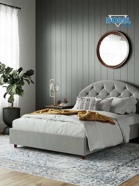 Dorel Home Grey Europe Aspen Velvet Upholstered Bed (C98315) | £380 - £400