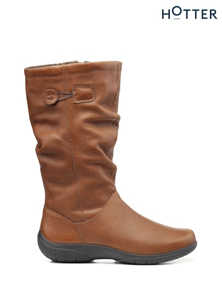 Hotter Tan Brown Wide Fit Derrymore II Zip-Fastening Boots (C98458) | £139