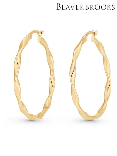 Beaverbrooks 9CT Yellow Gold Twisted Hoop Earrings (C99214) | £250
