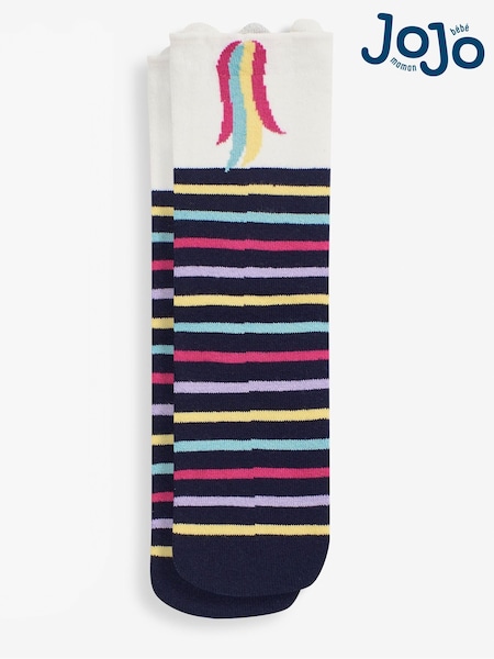 JoJo Maman Bébé Navy Unicorn Welly Socks (C99496) | £9.50