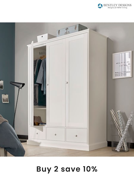 Bentley Designs White Ashby Triple, 3 drawers Wardrobe (C99595) | £1,160