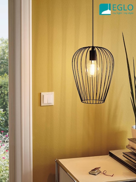 Eglo Black Newtown Large Caged Ceiling Light Pendant (CJ9664) | £58
