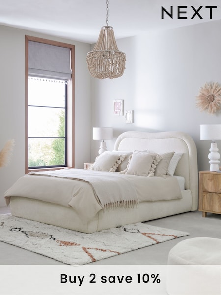 Casual Boucle Natural Oyster Otis Upholstered Ottoman Storage Bed Frame (D01176) | £790 - £990