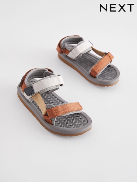 Tan/Grey Standard Fit (F) Trekker Sandals (D01648) | £15 - £17