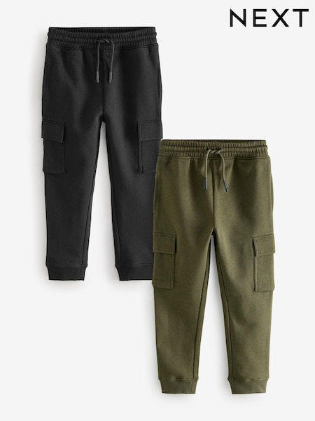 Black/Green Slim Fit Slim Cargo Joggers 2 Pack (3-16yrs) (D02298) | £20 - £28
