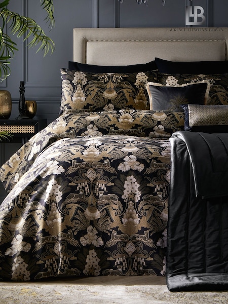 Laurence Llewelyn-Bowen Black Suburban Jungle 100% Cotton Duvet Cover and Pillowcase Set (D02408) | £45 - £60