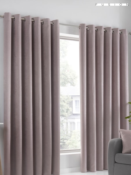 Fusion Pink Strata Room Darkening Woven Pair of Eyelet Curtains (D03041) | £22 - £65