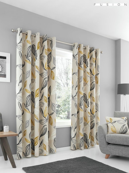 Fusion Yellow Ensley Eyelet 100% Cotton Curtains (D03051) | £22 - £65