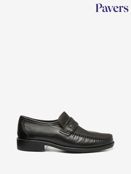 Pavers Black Pavers Gents Black Moccasin Smart Shoes (D03136) | £45