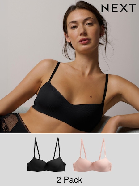Black/Pink Light Pad Non Wire Ultimate Comfort Bra 2 Pack (D03528) | £30