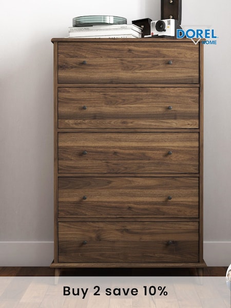 Dorel Home Walnut Brown Europe Farnsworth 5 Drawer Dresser (D03867) | £450