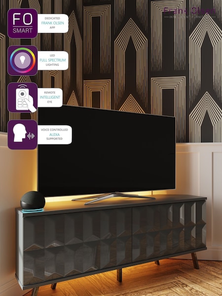 Frank Olsen Grey Elevate Smart LED Corner TV Stand (D03944) | £370