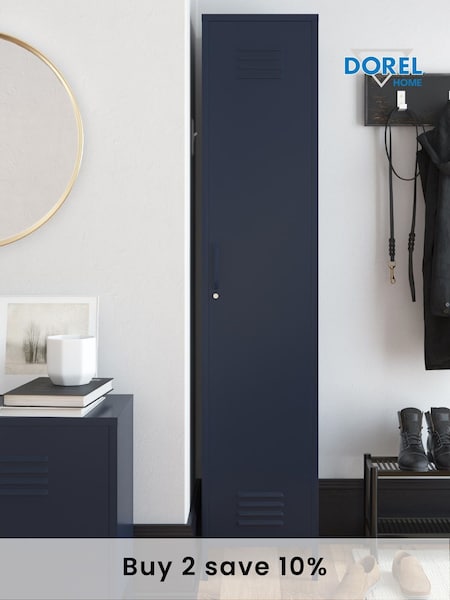 Dorel Home Navy Blue Europe Bradford Single Metal Storage Cabinet (D04162) | £225
