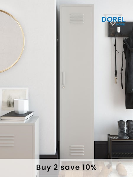 Dorel Home Taupe Europe Bradford Single Metal Storage Cabinet (D04174) | £225