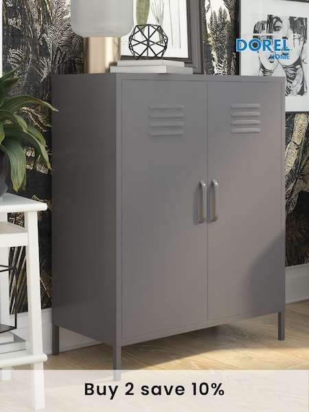 Dorel Home Grey Europe Bradford 2 Door Metal Storage Cabinet (D04176) | £190