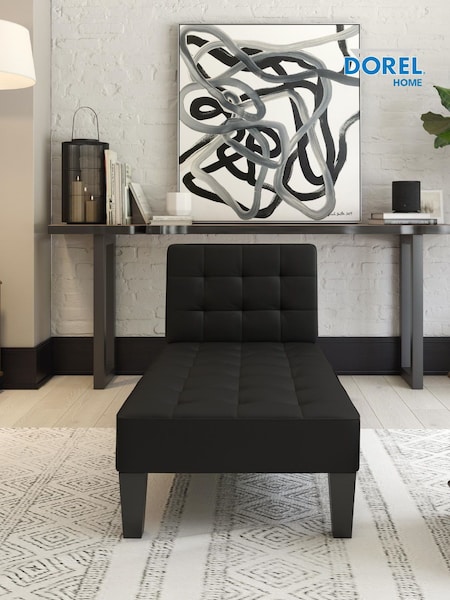 Dorel Home Black Europe Adalynn Faux Leather Chaise Lounger (D04177) | £265