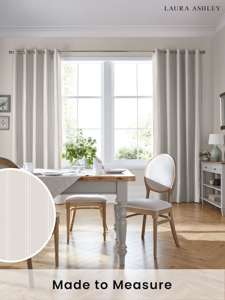 Laura Ashley White Sands Pink Burnsall Stripe Made To Measure Curtains (D04319) | £100