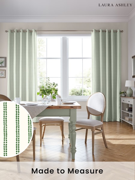 Laura Ashley Smoke Green Candy Stripe Made To Measure Curtains (D04320) | £100