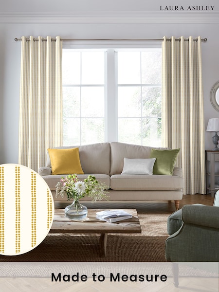 Laura Ashley Dijon Yellow Candy Stripe Made To Measure Curtains (D04321) | £100