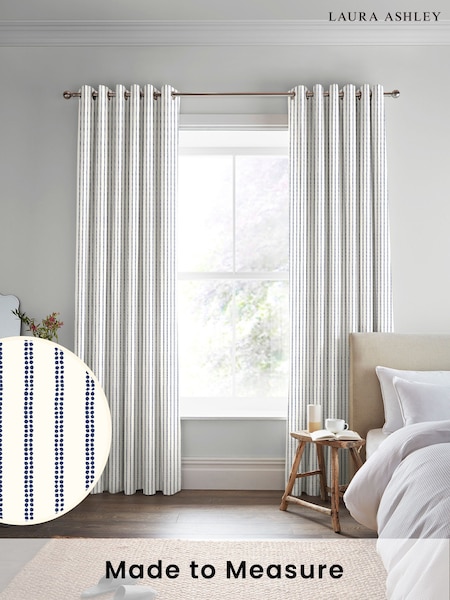 Laura Ashley French Navy Blue Candy Stripe Made To Measure Curtains (D04322) | £100