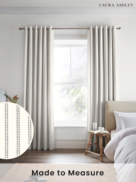 Laura Ashley Steel Grey Candy Stripe Made To Measure Curtains (D04323) | £100