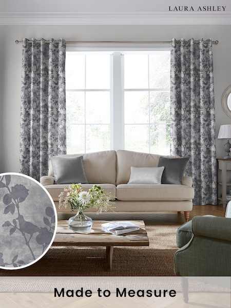 Laura Ashley Dove Grey Eglantine Made To Measure Curtains (D04326) | £100