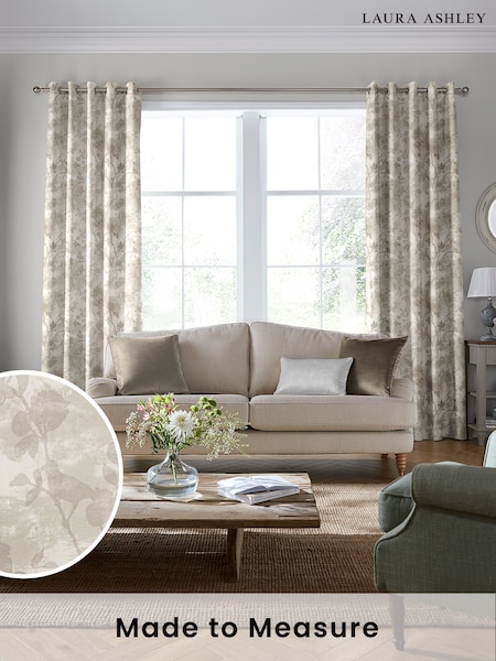 Laura Ashley White Sands Brown Eglantine Made To Measure Curtains (D04330) | £100