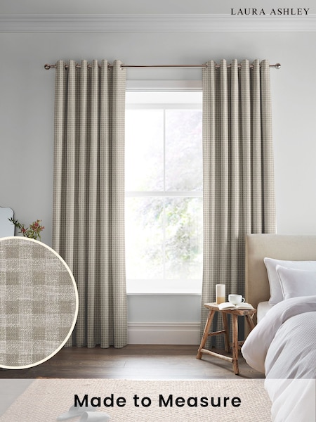 Laura Ashley Almond Brown Gingham Made To Measure Curtains (D04333) | £100