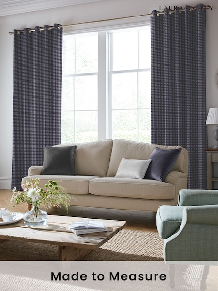Laura Ashley Seaspray Blue Gingham Made To Measure Curtains (D04336) | £100