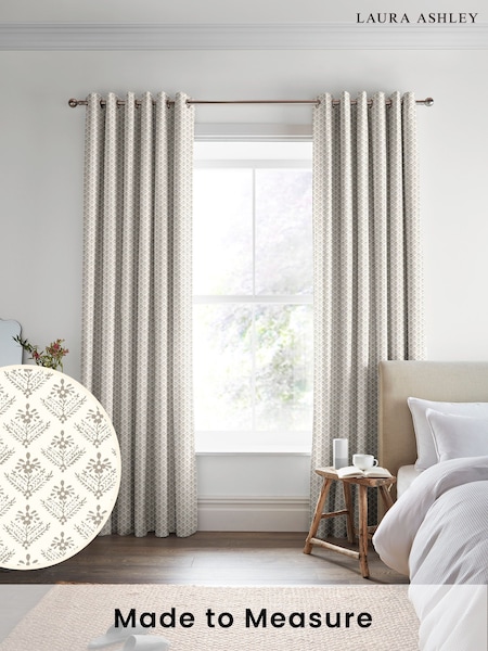 Laura Ashley Dark Dove Grey Lady Fern Made To Measure Curtains (D04339) | £100