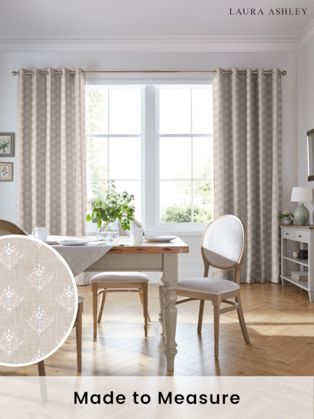Laura Ashley Almond Natural Lady Fern Made To Measure Curtains (D04340) | £128