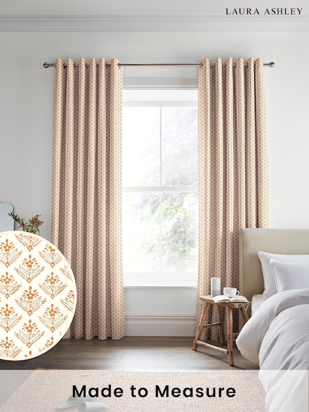 Laura Ashley Tomato Red Lady Fern Made To Measure Curtains (D04346) | £100