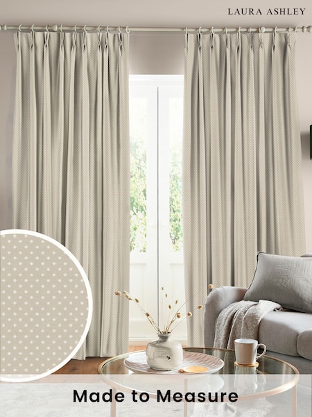 Laura Ashley Almond Natural Louise Star Made To Measure Curtains (D04347) | £100