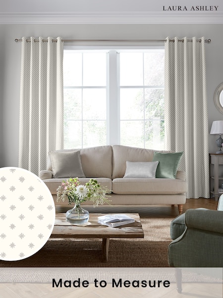 Laura Ashley Silver Louise Star Made To Measure Curtains (D04348) | £100