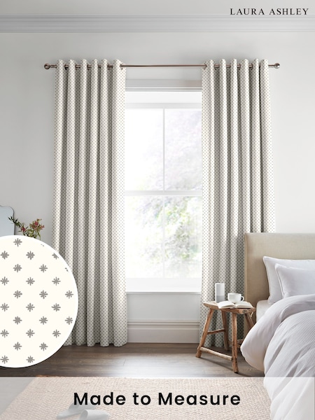 Laura Ashley Steel Grey Louise Star Made To Measure Curtains (D04349) | £100