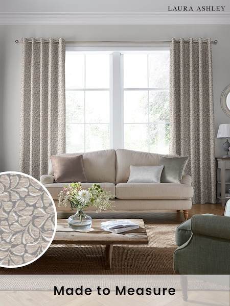 Laura Ashley Almond Brown Maidenhair Woven Made To Measure Curtains (D04350) | £109