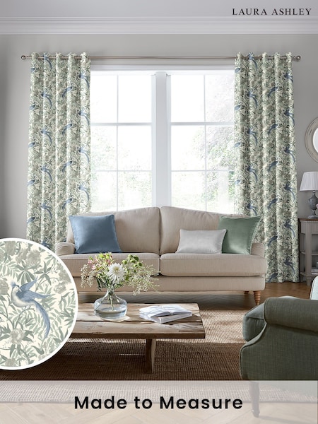 Laura Ashley Seaspray Blue Osterley Birds Made To Measure Curtains (D04360) | £100