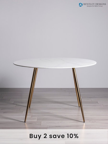 Bentley Designs White Marble Effect Tempered Glass 4 Seater Dining Table (D04820) | £240