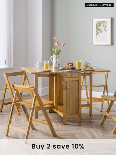 Julian Bowen Light Oak Brown Savoy Compact Wood 4 Seater Dining Set (D06442) | £360