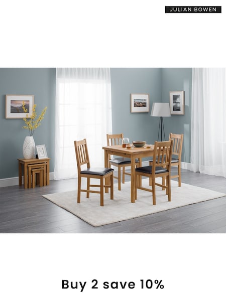 Julian Bowen Oak Brown Coxmoor Solid Oak Extending 4 Seater Dining Table (D06458) | £275
